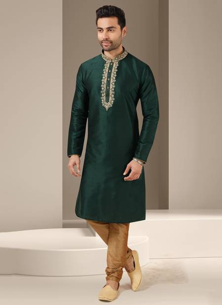Dark Green New Designer Function Wear Kurta Pajama Mens Collection 1516